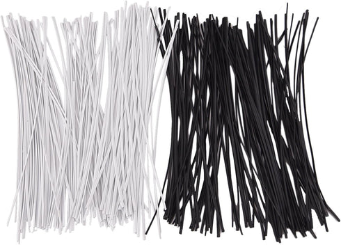 200 Piece Metallic Twist Cable Cord Wire Ties - Reusable Fastening (6 Inch, Black and White)