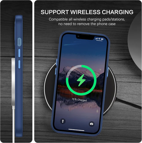 BENTOBEN iPhone 13 Case - Slim, Shockproof, Translucent Matte, Navy Blue, Compatible with MagSafe, for Men, Women,