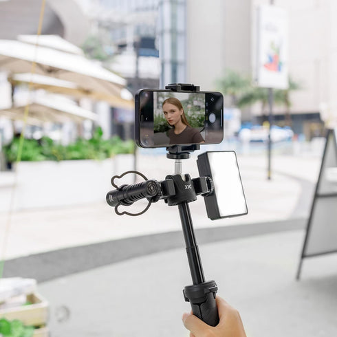 JJC 2 in 1 Extendable Mini Vlogging Tripod & Selfie Stick for Sony ZV-E10, Canon EOS M50, Panasonic G100, and More