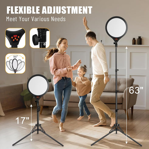 GSYXERGILES 14" Ring Light with Stand, Professional Ring Light Tripod for iPhone, Adjustable Height for Video Recording
