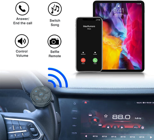Bluetooth Helmet Earphone Remote, Controls Music, Voice Assistants, Calls, Long Battery Life, Waterproof