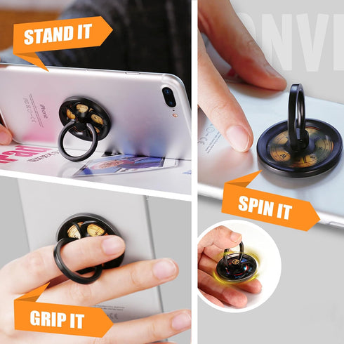 Finger Ring Stand, ebulous 360° Rotation Spinner Mobile Cell Phone Holder with Grip Kickstand for Phone/Pad/Tablets