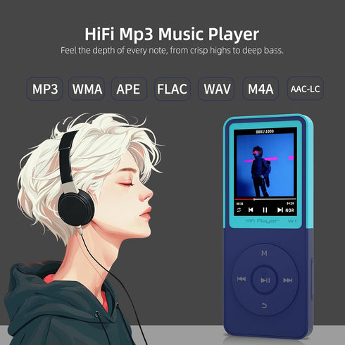 GOPOSOO MP3 Mp3 Artist/Album/Style,FM Blue,32GB) Player with Bluetooth Portable Bluetooth Music Player,EQ,Breakpoint