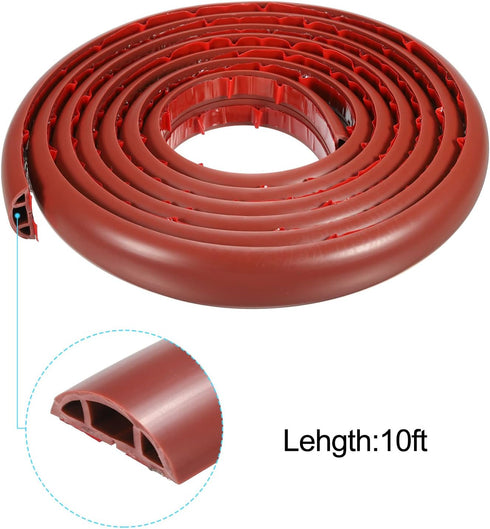 PATIKIL Floor Cord Cover - 10ft Red Cable Protector Hider for Home Office, Self Adhesive Extension Cable Management