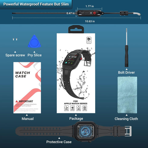 Apple Watch 41mm Built-in Screen Protector Case, IP68 Waterproof Full Body Rugged Case with Band for iWatch