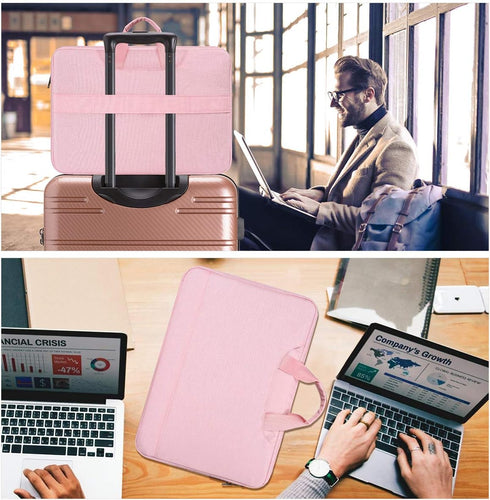 11.6-12.9 Inch Laptop Bag Sleeve for Women, TSA Travel Briefcase with Organizer for Lenovo, Macbook, Pink