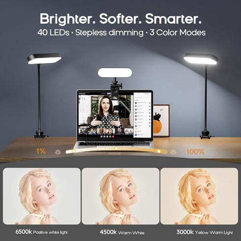Amcuke 360 Video Conference Lighting,Rechargeable LED Streaming Light, Rotatable Zoom Lighting for Computer,Eye Caring