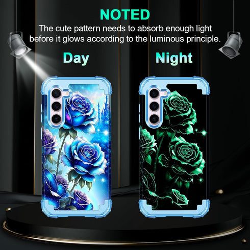 Miqala Galaxy S23 5G Case, Glow in The Dark Three Layer Heavy Duty Shockproof Full Body Protection, Hard Plastic Bumper