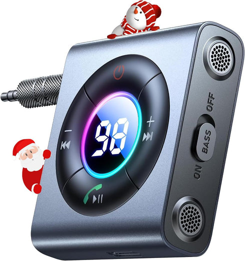 JOYROOM 5.4 AUX Bluetooth Adapter for Car, Dual Mics & HiFi Deep Bass Sound, Noise Cancelling, 26H Battery Life, 2024