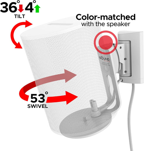 ERA100 Wall Mount Bracket, Tilt and Swivel, White, Compatible with Sonos ERA 100