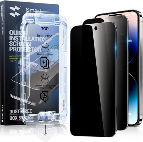 SmartDevil 2PACK Privacy Screen Protector for iPhone 14 Pro, 9H Top-Shatterproof, Military Grade Protection