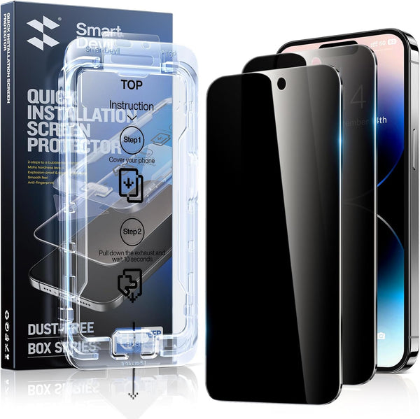 SmartDevil 2PACK Privacy Screen Protector for iPhone 14 Pro, 9H Top-Shatterproof, Military Grade Protection