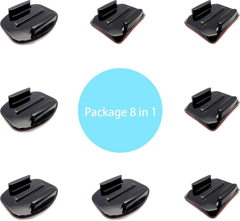 JINGXIN Helmet Mount Adhesive Sticky Curved and Flat Mounts Compatible with GoPro Hero 12 11 10 Max 9 8 7 6 5 4 Session DJI Osmo Action Cameras (8 Packs)