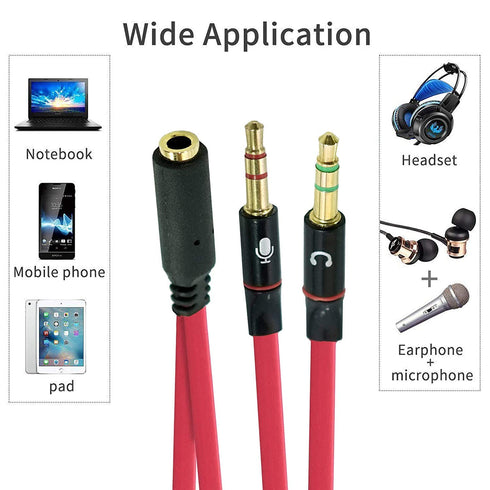 SaiTech IT 3.5 mm Headphone Splitter, 3.5mm to 2 Dual Mic Audio Y Splitter Cable, Smartphone Headset to PC Adapter (2Pk