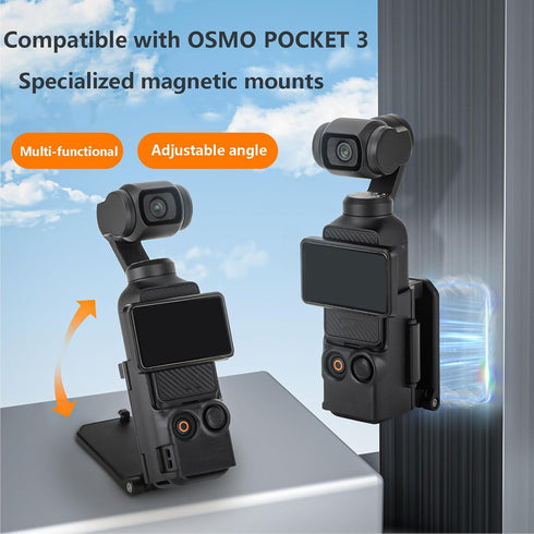 Magnetic Camera Desktop Base Stand Holder Expansion Adapter Mount Bracket Compatible with DJI Osmo Pocket 3 Accessories Adjustable Clip Clamp Mount with Expand Frame for Osmo Pocket 3