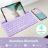 Macally Small Wireless Bluetooth Keyboard for Tablet and Phone, Rechargeable 78 Key iPad Keyboard with Stand - Purple