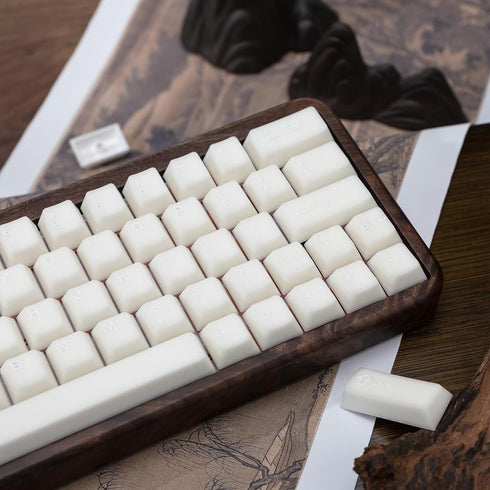Milky White 114 Keys PBT Keycaps, Minimalist Style Custom Double Shot Cherry Profile Keycaps for ANSI Layout Mechanical