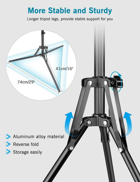 Nineigh 64" 25" 360 Overhead Tripod for iPhone, Phone Tripod Stand with Long Extendable Arm & Remote, Rotating Overhead