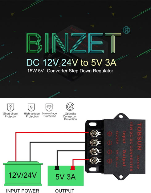 DC Converter Step Down Regulator, 5V Regulated Power Supplies Transformer (5V 3A 15W)