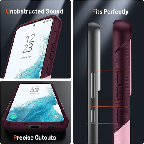 Asuwish Samsung Galaxy S22 Plus S22+ 5G Case, Rose Red with Tempered Glass Screen Protector & Rugged Dual Layer