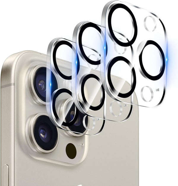 ?3 Pack?Dengduoduo Tempered Glass Camera Lens Protector for iPhone 15 Pro 6.1" & iPhone 15 Pro Max 6.7", Ultra HD, 9H