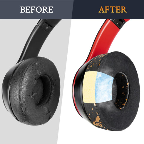 SoloWIT Cooling Gel Replacement Ear Pads for Beats Solo 2 & Solo 3 Wireless Headphones, Black Gold, High-Density Foam