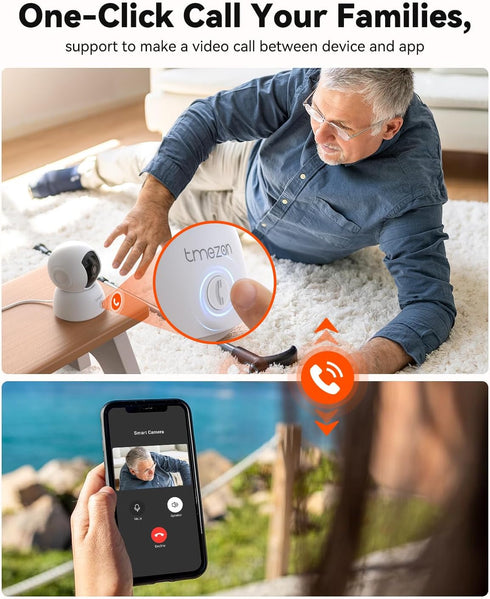 TMEZON 2K,Pan/Tilt 3MP 360 Indoor Security Camera Wi-Fi Pet Camera with Vicohome App WiFi IP HD Baby Camera