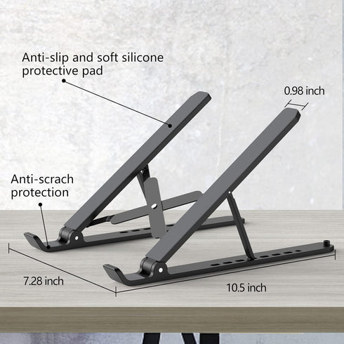 Laptop Stand for Desk, Adjustable Riser ABS+Silicone Foldable Portable Holder, Ventilated Cooling for 10-15.6” Laptops,