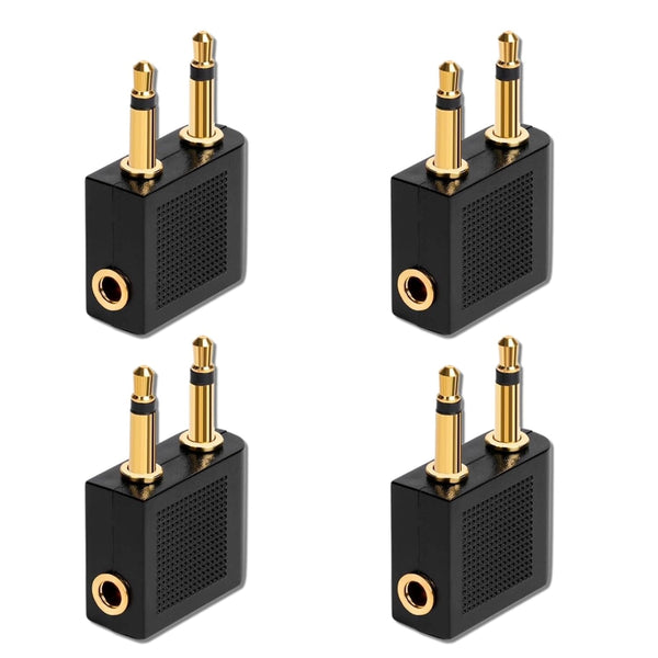 4 Pack Airplane Headphone Adapter - 3.5mm Male to Female Gold Plated for In-Flight Entertainment