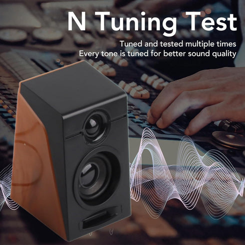 USB Wired Speakers, HiFi Clear Sound Quality Deep Bass Computer Speakers Wooden Color for TVs for Laptops