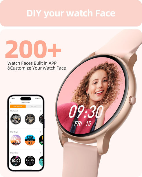 Parsonver Smart Watch for Women, 1.91" HD Screen with Answer/Make Calls, IP68 Waterproof, 100+ Sport Modes, Heart