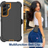 Samsung Galaxy S22 Heavy Duty Case with Belt Clip Holster, Rugged Shockproof Cover & 2X Screen Protectors (Orange)