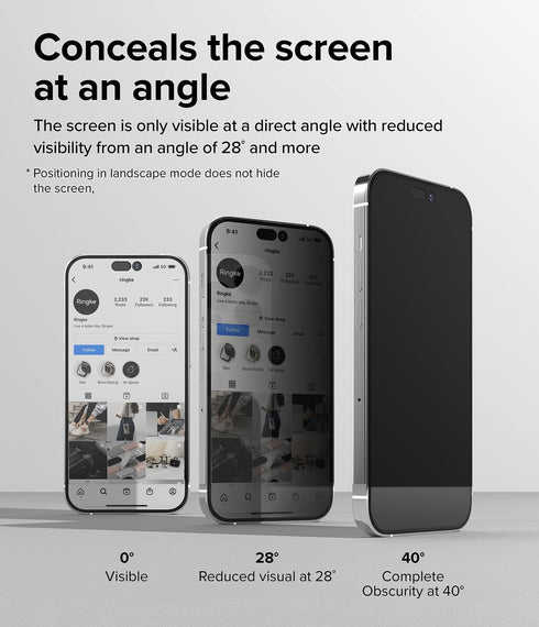 Ringke Privacy Glass Screen Protector for iPhone 14 Pro Max, Anti-spy Full-Coverage Tempered Glass