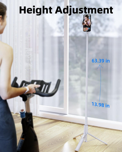 TODI 63" All-in-1 Phone Tripod, Extendable Selfie Stick with Wireless Remote and Phone Holder, Portable Cell Phone