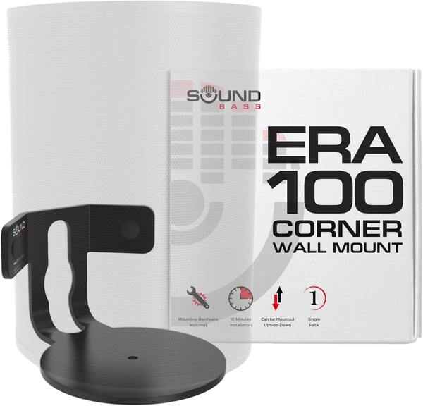 ERA100 Corner Wall Mount Bracket, Low Profile, Black, Single (1pc) with Mounting Hardware for Sonos ERA 100
