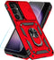 SunStory Galaxy S24 Case - Military-Grade Protection, HD Screen Protector, Kickstand & Slide Camera Cover (Red)