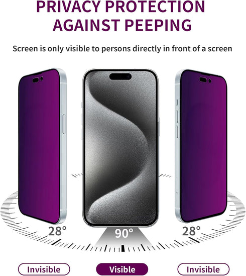 2 Pack Privacy Screen Protector for iPhone 15 Pro, Tempered Glass for 15Pro 6.1inch, Anti-Spy Protection