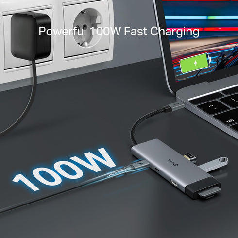 TP-Link 7-in-1 (UH7020C) 4K@60Hz 100W 1USB-C, 2USB-A 5Gbps USB C Hub Multiport Adapter | HDMI, SD & microSD, Power