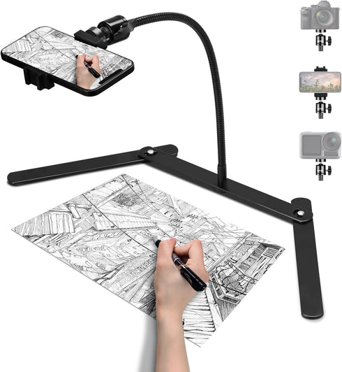 Phone Stand for Recording, Adjustable Tripod, Overhead Mount, Gooseneck Holder for Video Recording