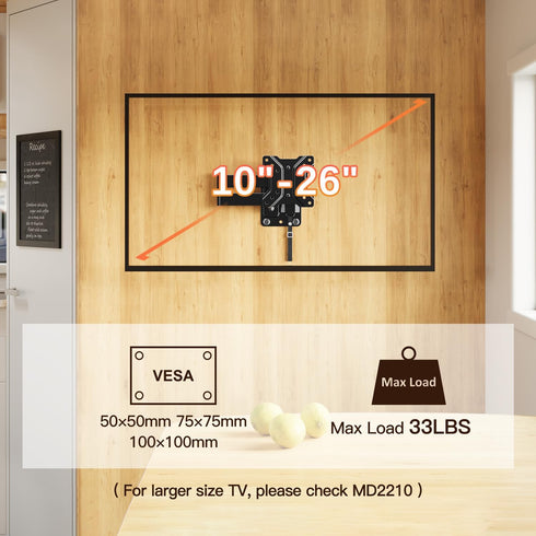 Mounting Dream Lockable RV TV Mount for 10-26 Inch Flat Screen, Quick Release Lock, VESA 100x100mm, 33 lbs