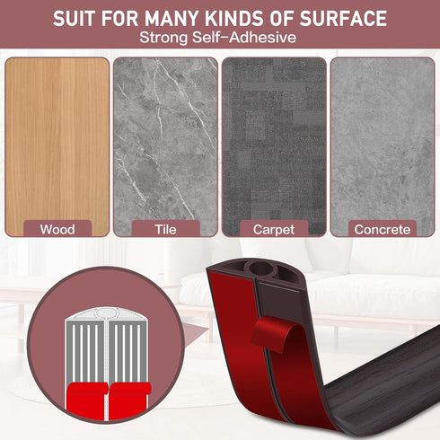 Floor Cord Cover Self Adhesive, Extension Cord Hider for Power Cord Protection, Dark Walnut, 10Ft