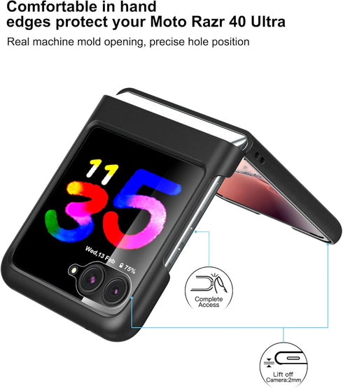 for Moto Razr Plus Case, Slim Hard PC Shockproof Case with Front Tempered Glass Screen Protector for Motorola Moto Razr