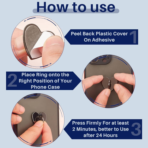 6 Pcs Cell Phone Ring Holder Stand, Adhesive Metal Finger Grip Universal Ring Holder for Cell Phone Tablet Accessories