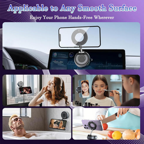 GQKJWJH 2026 360 Vacuum Magnetic Upgraded Phone Holder, Car Phone Mount, for Car/Gym/Mirror/Smooth Surface, Compatible