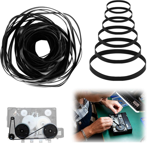 TNJPSEK Cassette 4mm) Player Belts Replacement Kit, Mixed Flat Rubber Belts for Recorder Repair and Maintenance, Audio