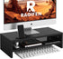 Wood Monitor Stand Riser - 2 Tier Black Computer Monitor Shelf for Desk Organizers, Easy to Assemble