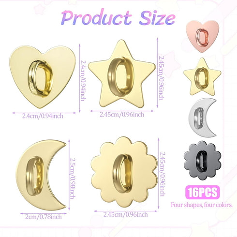 Fyntave 16 Pcs Metal Phone Finger Grip Hook Cute Heart Phone Charm Hooks Heart-Shaped Universal Adhesive Metal Hook