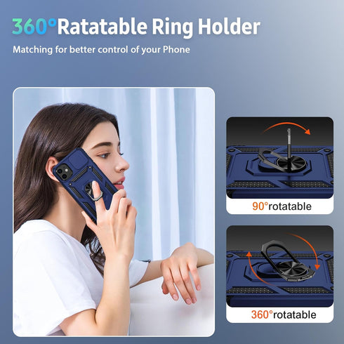 for iPhone 12 Mini Case - Military Grade Drop Protection with Slide Lens Cover, HD Screen Protector, Magnetic Rotated