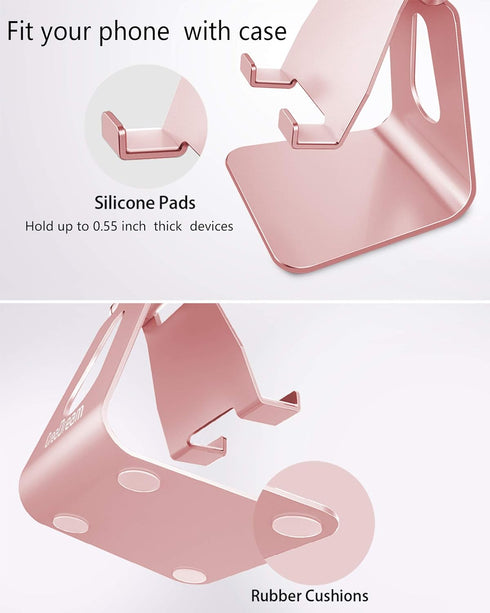 CreaDream Adjustable Cell Phone Stand, Aluminum Desktop Cradle Compatible with Phone 15 14 13 12 11 Pro Max Plus SE,