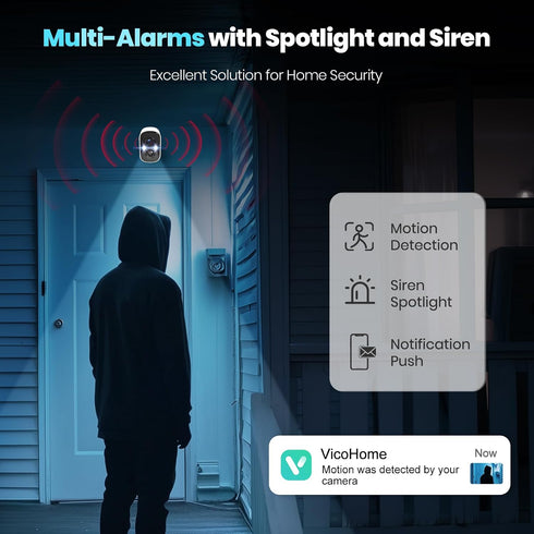 Techage 2K 2-Way IP66 Security Cameras Wireless Outdoor, Battery Powered WiFi Cameras for Home Security with AI Motion